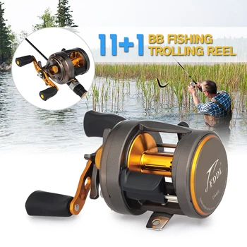 

11+1 BB Ball Bearing 4.7:1 Trolling Fishing Reel Drum Fishing Reel Left/Right Hand Boat Fishing Reel Baitcasting Reels