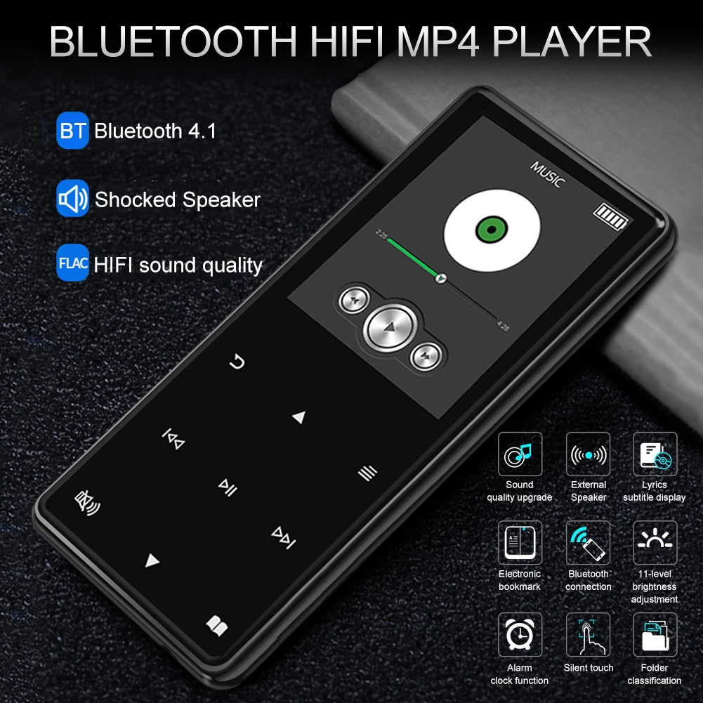 New MP4 Player With Bluetooth Mp3 Mp4 Music Player Portable Mp4 Media Slim 2.4 Inch Touch Keys Fm Radio Video Hifi 8GB 16GB