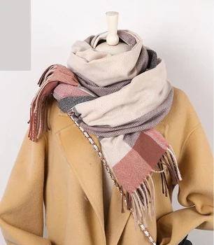 

New winter scarves for women fashion plaid shawls and wraps tassels long hijab high quality foulard echarpe femme pashmina