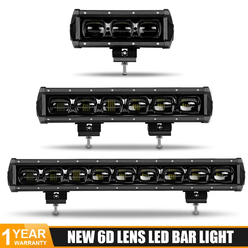 

DERI 6D Lens 8 14 20 27 34 40 Inch Single Row Led Light work 4x4 Offroad Light Bar For Offroad 4WD Truck ATV 12V 24V barra led