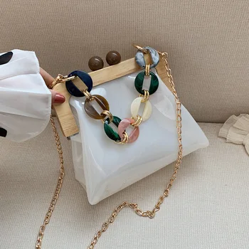

Transparent small bag western style female bag 2020 new wild chain messenger bag net red single shoulder clip bag