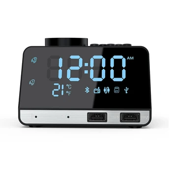 

Smart Alarm Clock Radio Bluetooth Speaker Dual Alarm Clocks with Dual USB Charging Port And Mirror