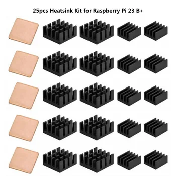 

25Pcs Heat Sinks Kit Aluminum Alloy Copper Heat Sink For Raspberry Pi PI CPU/SoC Raspberry Pi 2B, B, 3B, 3B+, 4B