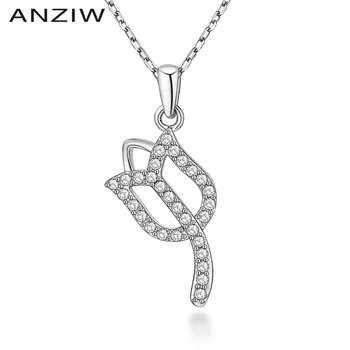 

Luxury 925 Sterling Silver Pendant Necklace for Women Flower Bud Sprout Long Chain Necklace Wedding Silver Jewelry Gift