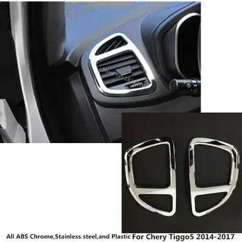 

For Chery Tiggo5 Tiggo 5 2014 2015 2016 2017 2018 Car Garnish Cover Trim ABS Chrome Front Air Conditioning Outlet Vent 2pcs