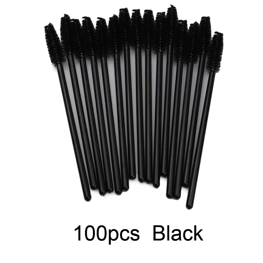 100Pcs Blak 50/100pcs наращивание ресниц одноразовая кисть для бровей поставить тушь для ресниц кисти палочка бровей аппликаторные инструмент для макияжа - Цвет: 100Pcs Blak