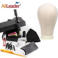 Alileader Canvas Mannequin Head Wig Block Head Wig Making Tools Wig Head With Stand Dome Wig Cap Curved Needle And Thread Combs