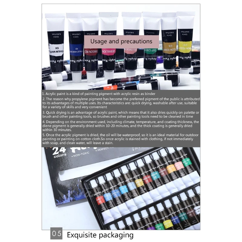 Acrylverfset met acrylverf op waterdicht, voor stenen, hout, papier en canvas, acrylverfset voor kinderen, volwassenen, 24 x 25 ml pigment 6 penselen Acrylverfset met acrylverf op waterdicht, voor stenen, hout, papier en canvas, acrylverfset voor kinderen, volwassenen, 24 x 25 ml pigment 6 penselen