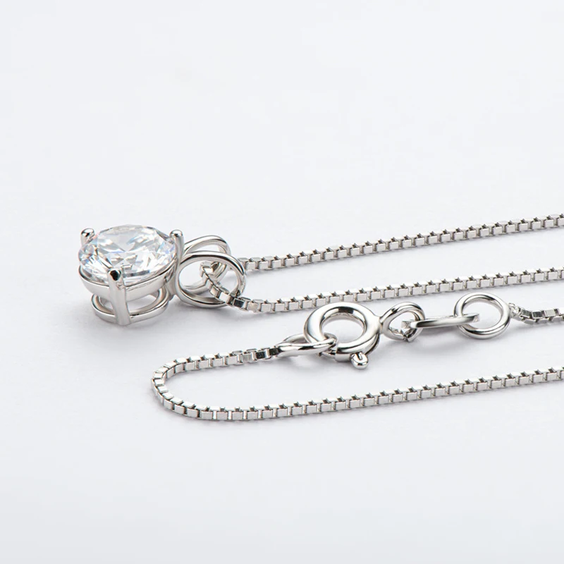 OEVAS Gold Color 100% 925 Sterling Silver Bridal Necklace Sparkling Real 1 Carat D Color Moissnaite Pendant Party Fine Jewelry