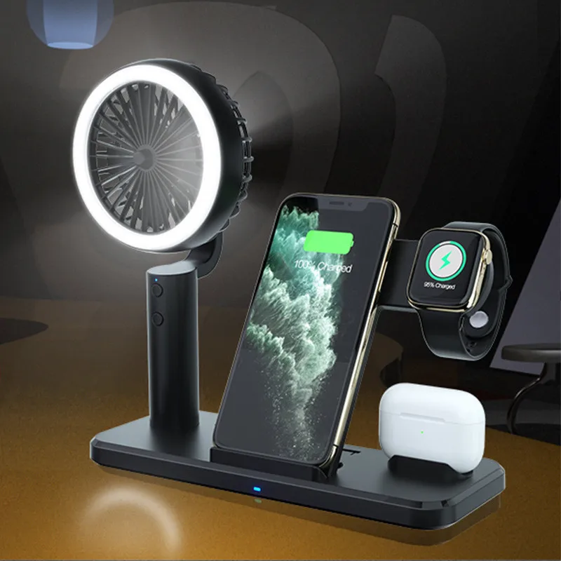 Carregador sem Fio com Ventilador para Iphone Estação para Airpods Pro Max Carregamento Rápido Samsung S10 s9 8 Doca Apple Relógio 15w qi xs 12 11 8 Cheap Carregadores sem Fio