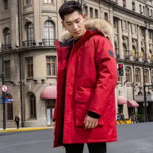 Tcyeek пуховик с капюшоном из натурального меха енота, мужская зимняя куртка на 90% утином пуху, одежда, корейский теплый длинный пуховик, парка Hiver 4700