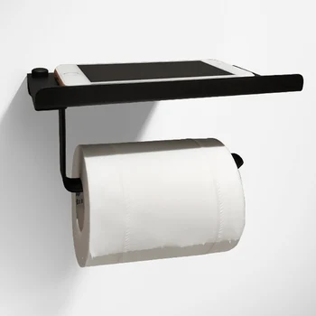 

Space Aluminum Bathroom Paper Holder with Phone Shelf Wall Mounted Toilet Paper Holder Roll Tissue Boxes Bathroom Accessories A