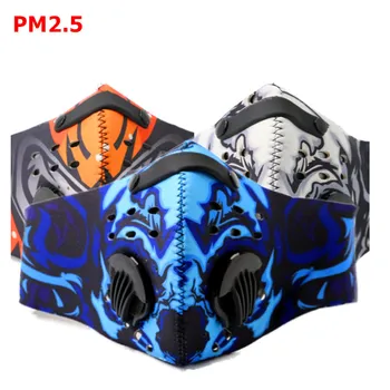 

Cycling Half Face Mask PM2.5 Filter Two Exhale Valves Anti Pollution Smog Face mask Sport Cover Shield