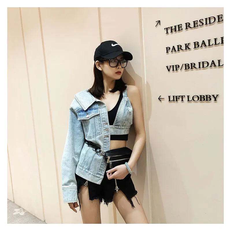 Half spliced denim jacket Clearance