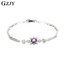 GZJY роскошные белые Золотая, радужная AAA циркон манжеты браслеты для женщин романтический свадебный подарок