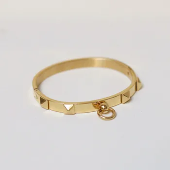 

Fashion Jewelry Punk 361L Stainless Steel Rivet Bangle Pyramid Rose Gold Bracelets & Bangles Nail Bracelets for Women K0089