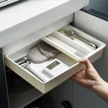 

Hole-Punched Adhesive Desk Storage Box Drawer-type Cosmetics Finishing Box Sticky Desk Cabinet under Hidden Box