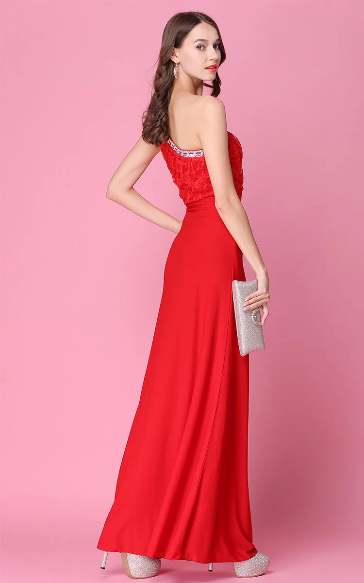 Women's Clothing Dresses Christmas sexy femme work office lady red lace red dress plus size autumn winter free ship