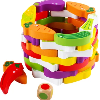 

55 Grains Wooden Vegetable Stacking Building Block Baby Early Development and Education Toy Sorting, Nesting & Stacking toy