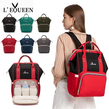 

LEQUEEN Zipper Mummy Diaper Bags Maternity Handbags Large Capacity Women Travel Backpacks Waterproof Baby Nappy Nursing Bags