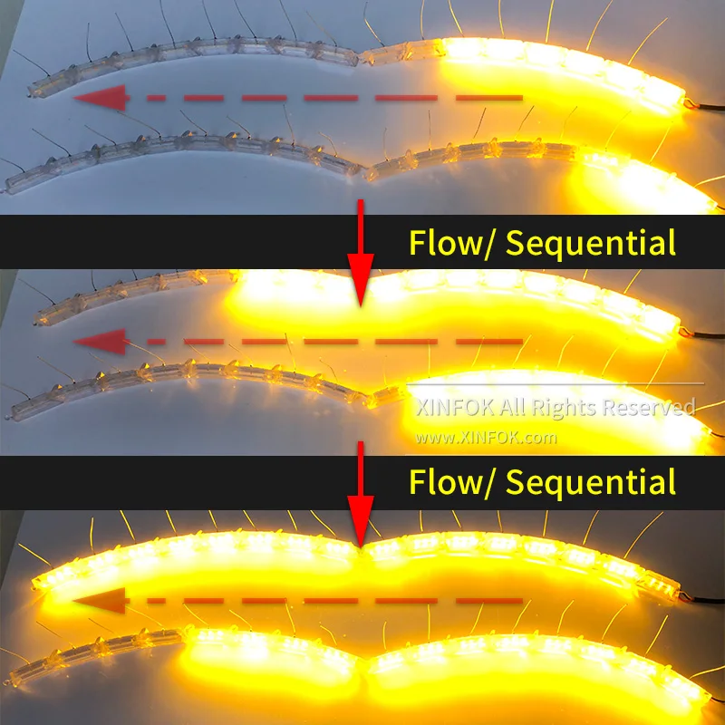 Последовательный поток стиль автомобиля гибкий белый/янтарный Switchback LED DRL дневные ходовые огни с сигналами поворота автомобильный стиль