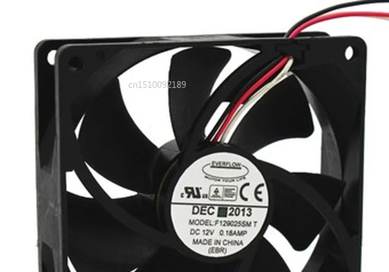 Для Everflow F129025SMT DC 12V 0.18A, Размеры: 90x90x25mm 3-сервера провода Охлаждающий вентилятор