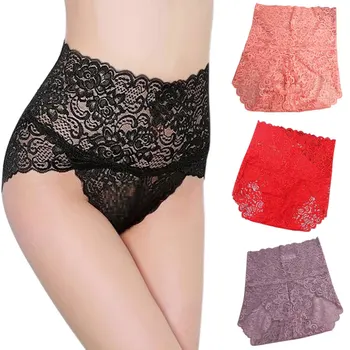 

Ballet Lace High-Waist Panty High Rise Lace See Through Hipster Cotton Underwear Hip Lift J9