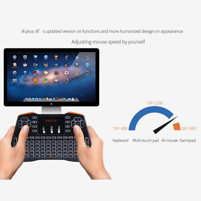 Хит-Viboton I8 Plus, три цвета, английская клавиатура с подсветкой, Мини Беспроводная клавиатура Air mouse для Android tv Box, мини-ПК, ноутбука