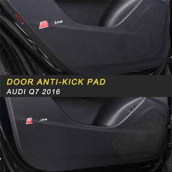 

Door Gate Protector Cover Leather Anti-Kick Mat Pad Sticker Interior Accessory for Audi Q7 4M 2016 2017 2018 Car Care