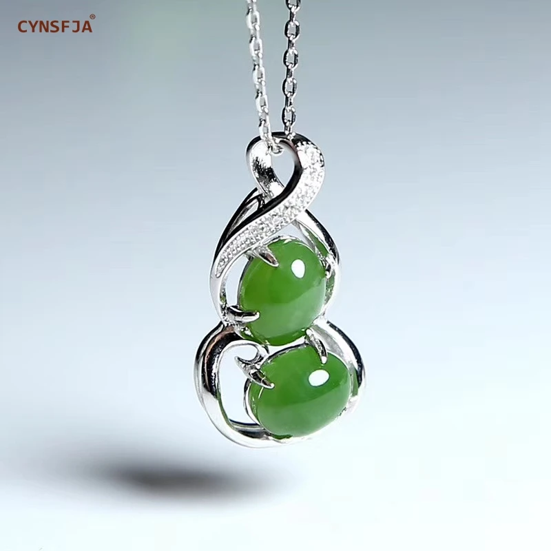 CYNSFJA Реал Certified(Hetian) нефрита Jade Jasper 925 пробы серебряные ювелирные изделия амулеты и Нефритовой подвеской, высокое качество лучшие подарки