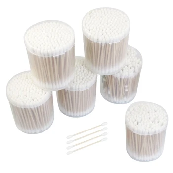 

6 Packs Disposable Double Head Wooden Stick Cotton Swabs Buds