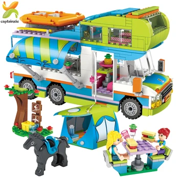 

534pcs Girl City Series Outing Camper Bus Car Model DIY Building Blocks Figures Friends Bricks Birthday Gift Girls Toys For Kids