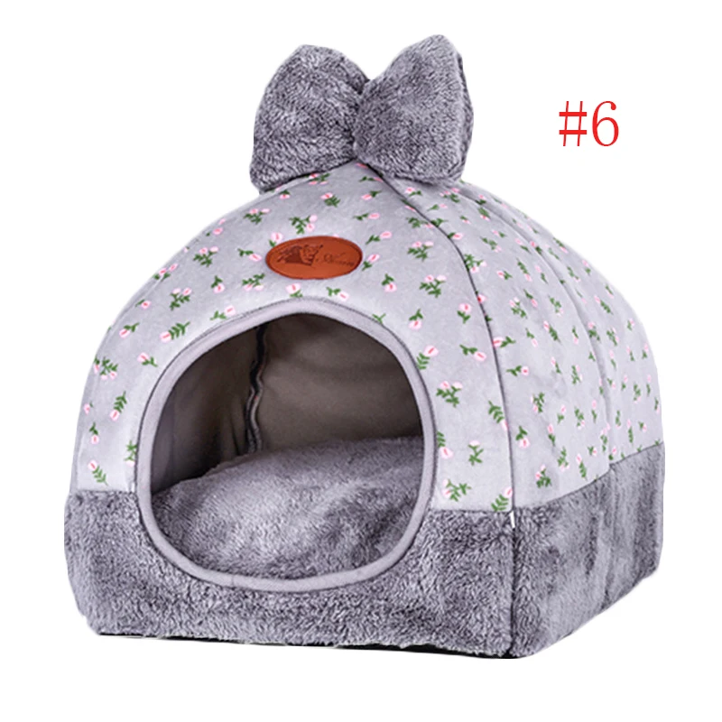Домик для маленькой собаки Питомник Кровать Коврик Кошка Одеяло Палатка для животных раскладывающаяся, чтобы быть утолщенным зимним питомцем матрац для кровати фланелевая ткань теплая - Цвет: grey-6