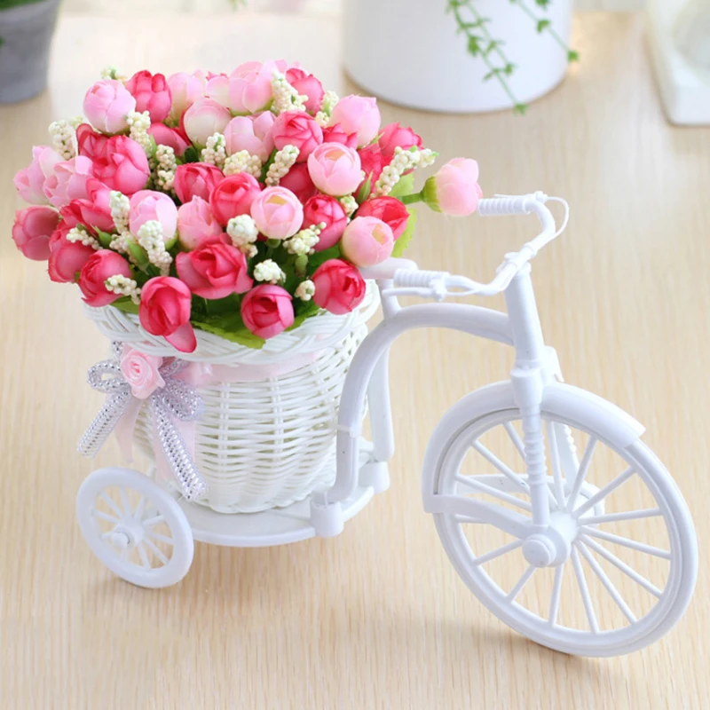 

Valentine's Day Gift rattan vase+ flowers meters spring scenery rose artificial flower set home Wedding decoration Birthday Gift