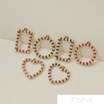 

Alloy Retro Imitation Pearl Peach Heart Circle Rectangles Pearl Oil Drop DIY Ear Stud Material Accessories