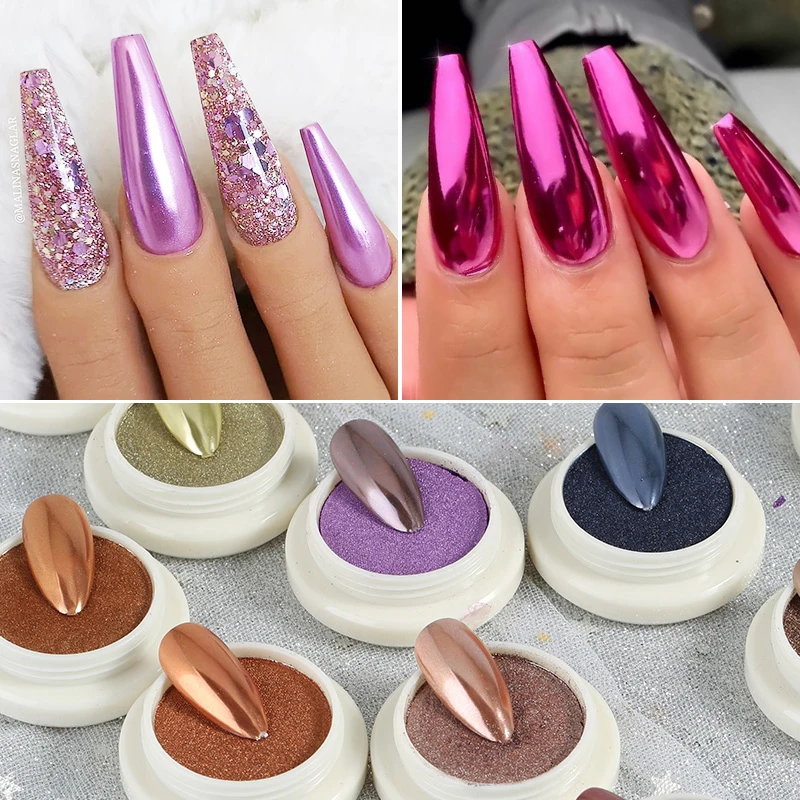 1 коробка твердое зеркало Блестки для ногтей пудра Пыль металлического дизайна