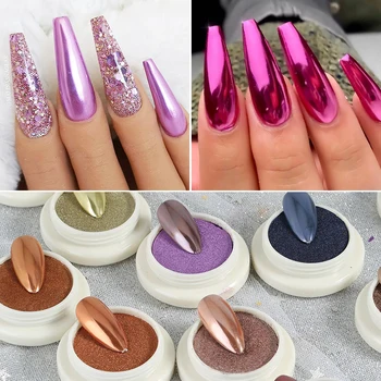 

Solid Mirror Powders Holographics Nail Glitter Powder Metallic Color Nail Art Chrome Pigment Dust Decorations DIY Accessoories