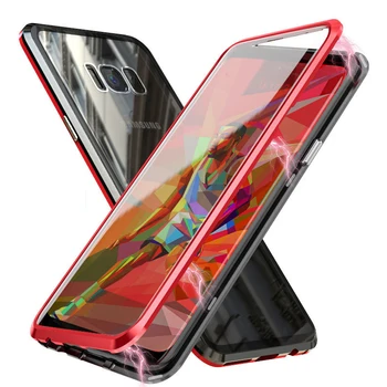

Luxury Case For Samsung Galaxy S8/ Plus 360 Full Protection Case Magnet Back & Screen Tempered Glass Aluminum Metal Case Cover