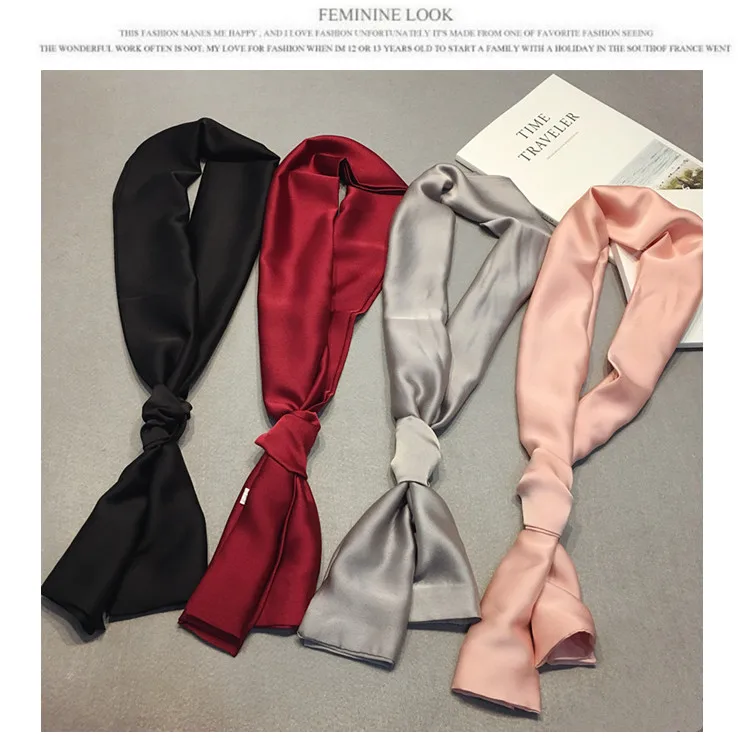 Fashion Neckerchief Women Headband Hair Scarf Silk Satin Bag Scarves Female 145*15cm Long Wraps Black Red Pink Scarfs For Ladies 1 Mallzona H27b0ab24134b4eb1b3bc898a324af3287 Fashion Neckerchief Women Headband Hair Scarf Silk Satin Bag Scarves Female 145*15cm Long Wraps Black Red Pink Scarfs For Ladies Mallzona
