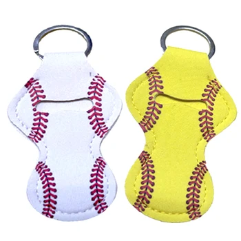 

Softball Baseball Printed Keychain Chapstick Holder KeyRing