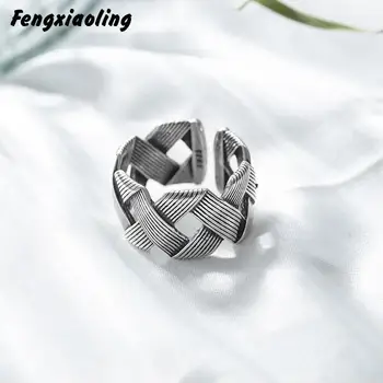 

New Arrivals Real Silver Twist Cross Open Rings For Women 100% 925 Sterling Silver Personality Retro Style Elegant Jewelry Ring