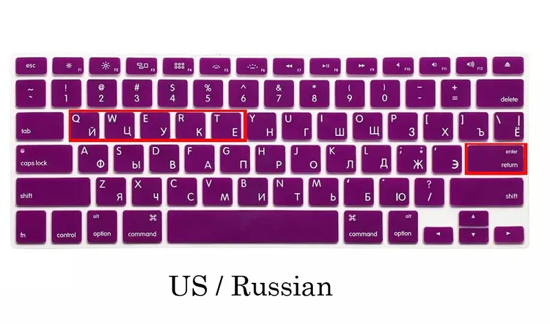 Чехол для клавиатуры с русским языком для Macbook Air 13, чехол для русской клавиатуры A1466, водонепроницаемая Защитная пленка для клавиатуры - Цвет: US-Purple