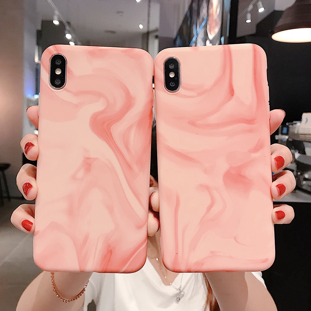 Phone Case For iPhone 11 Pro X XS Max XR Luxury plain Glossy Stone Marble Texture Cover 6 6s 7 8 Plus Shell fundas | Мобильные