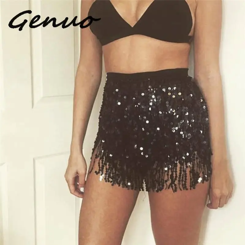 Genuo, новинка, сексуальная женская юбка-пачка для танца живота, хип-хоп, шарф, пояс, блестки, блестки, кисточки, хипшарф, юбки, сарафан