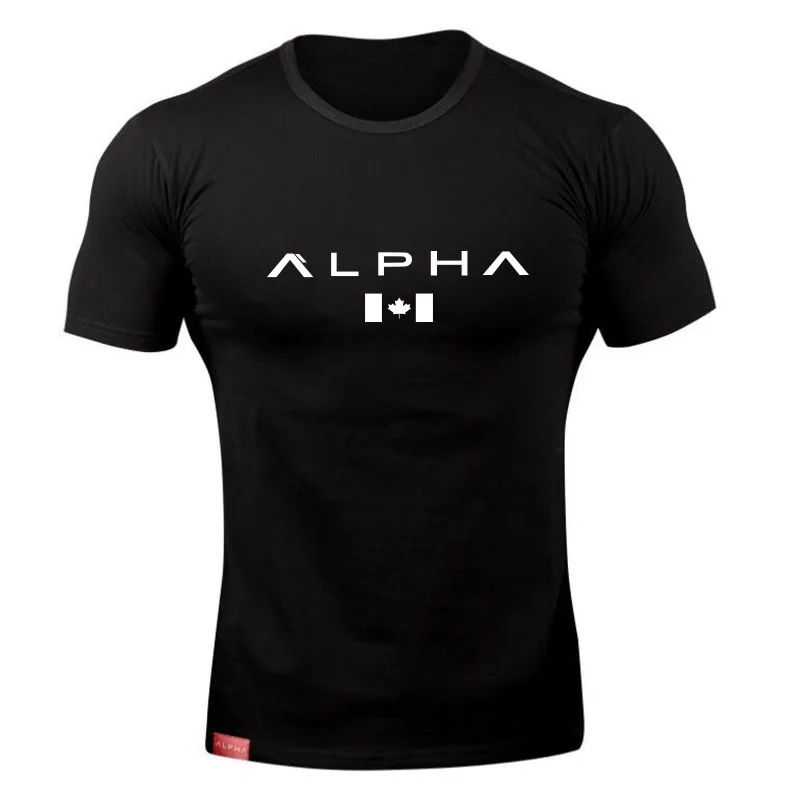 ALPHA, новинка, брендовая одежда, облегающая футболка для мужчин, s, футболка для фитнеса, Homme, футболка для мужчин, для фитнеса, летние футболки - Цвет: picture color