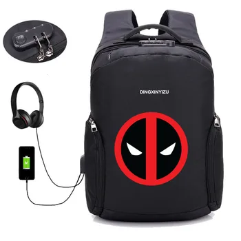 

Anti-theft Backpacks USB Charge backpack Deadpool backpack Laptop Women Men Male Travel backpack