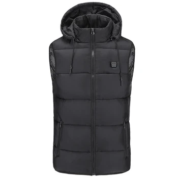 

Men Women Outdoor Hiking Adjustable Electric Zipper Winter Pockets Infrared Heated Vest USB Charging Hooded Warm Windproof