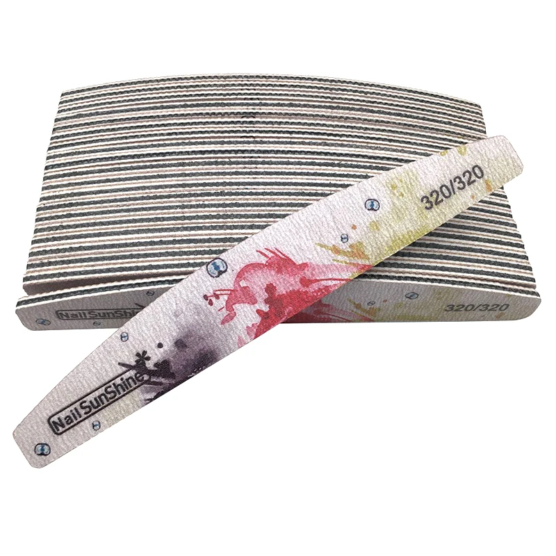 

50Pcs/lot Nail Art Files Sanding 320/320 Grit Flower Lime Manicure Tips Half Moon Washable Thick Sandpaper Buffer Nail File