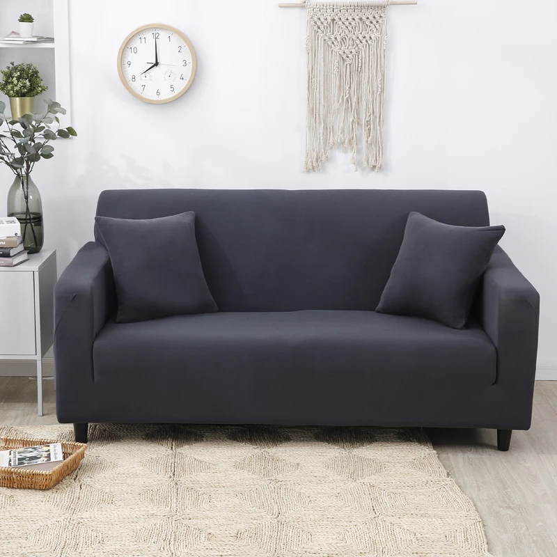 

Solid Color Polyester Sofa Cover High Elasticity Non-slip Couch Slipcover Universal Furniture Chair Protector Cover