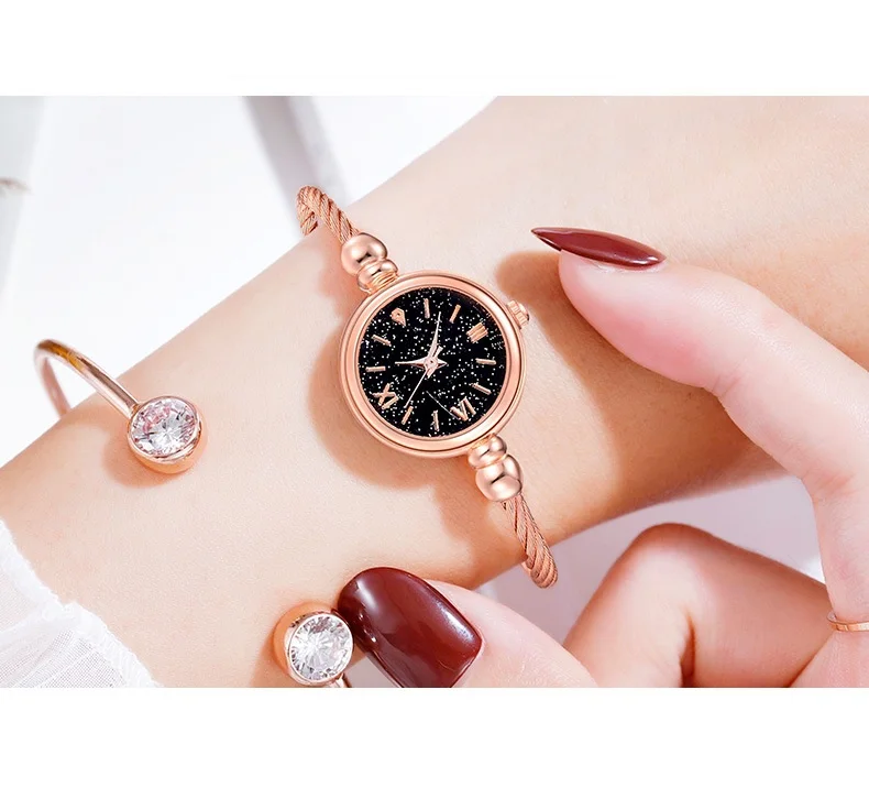 Роскошный Звездный браслет с изображением неба, женские модные блестящие Элегантные наручные часы с бриллиантами, женские кварцевые часы